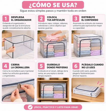 ORGANIZADOR MULTIUSO DE 100L – ¡AHORRA ESPACIO Y MANTEN TODO EN ORDEN!