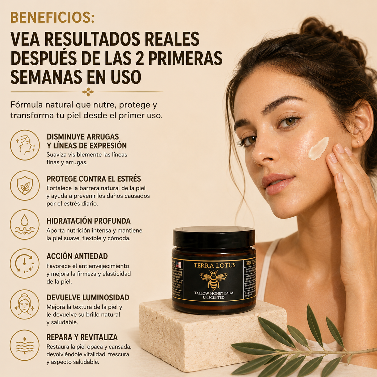 TERRA LOTUS – BÁLSAMO HIDRATANTE DE SEBO DE RES ALIMENTADA CON PASTO Y MIEL -2 OZ CRUDA