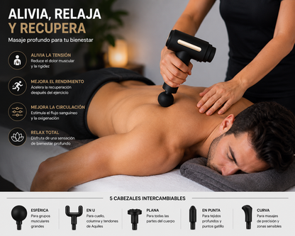 PISTOLA MASAJEADORA DE PERCUSIÓN – 5 PIEZAS
