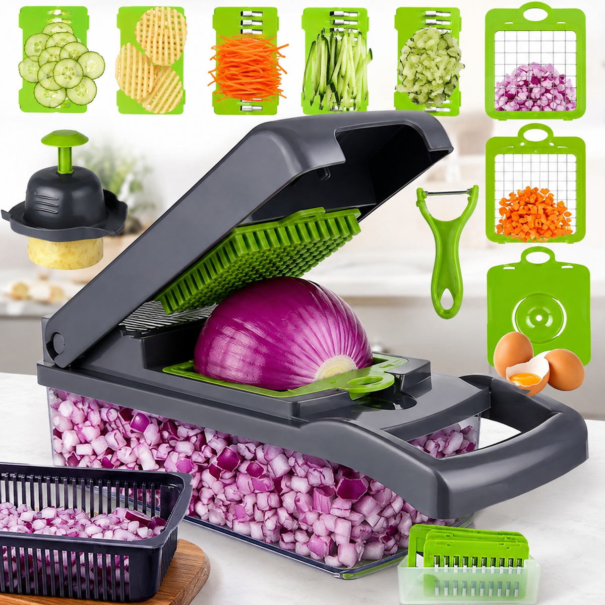 CORTADOR DE VEGETALES SHOPER — 14 PIEZAS
