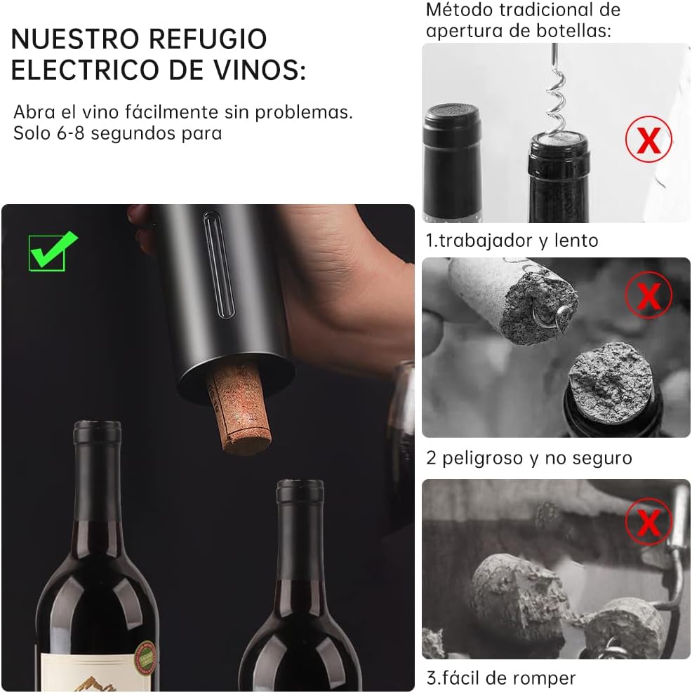 DESTAPADOR DE VINO ELÉCTRICO RECARGABLE